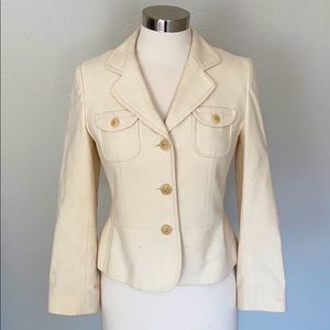 Ann Taylor Loft Linen Blend Cream Blazer
